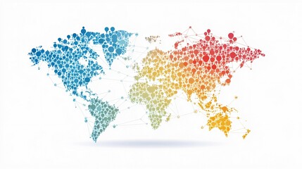 Fototapeta premium Abstract World Map with Connected Circles in Gradient Colors