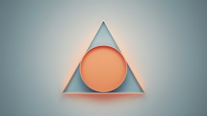 Fototapeta premium Triangle and circle minimalist composition. Simple elegance meets geometric harmony in captivating visual design for wallpaper, banner, background, landing page, wall art, invitation, prints, posters
