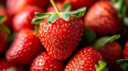Fresh, ripe strawberries closeup, perfect for summer desserts