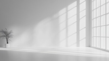 Obraz premium Minimalistic room with large windows and soft light.