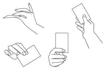 カードを持つ手（線画のみ）