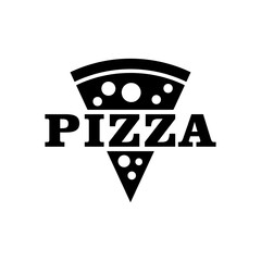 Pizza logo design vector illustration template simple emblem icon black and white