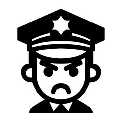 Angry Policeman Black Silhouette.