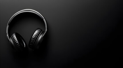 Monochrome wireless headphones resting on a glossy surface with a faint reflection, soft overhead lighting highlighting the ergonomic design