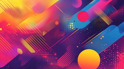 Vibrant abstract design with colorful geometric shapes.
