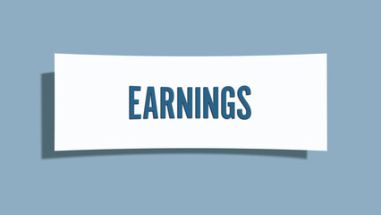 Earnings. A card isolated on blue background.