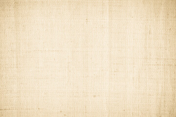 Brown sackcloth woven texture background in natural pattern. Jute hessian burlap, linen background in light beige cream color blank. Weaving canvas fiber line cotton cloth textured as organic.