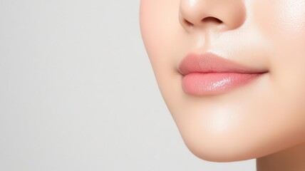 Obraz premium Closeup of an Asian woman s face with perfect skin, highlighted cheekbones, and subtle highlighter highlighted cheekbones, smooth skin, radiant look