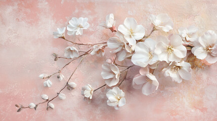 soft pink background with delicate flowers and subtle texture