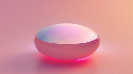 Wallpaper Pink iridescent dome shape glowing on a pastel background