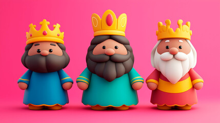 Fototapeta premium Cute little 3D figures of the Three Wise Men