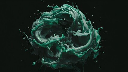 Obraz premium Abstract dark texture with green and grey splashes of ink