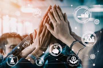 Finance and Money Transaction Technology Concept. Icon Graphic interface showing fintech trade...