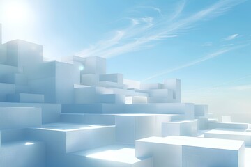 A group of white cubes sitting on top of each other