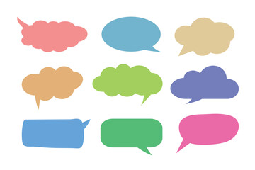 Colorful speech bubble icon set to communication geometric graphic element.