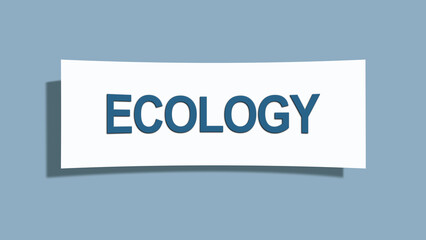 Ecology. A card isolated on blue background.