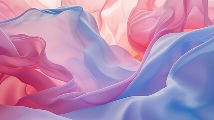 Obraz premium Wallpaper An abstract image of pastel pink, purple and blue fabric flowing and creating a wavy pattern