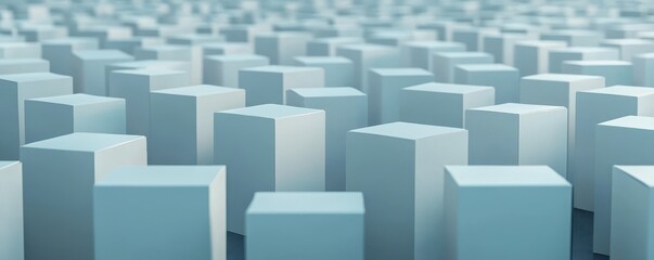 Abstract blue blocks arranged in a grid pattern, creating a modern and minimalistic digital landscape.