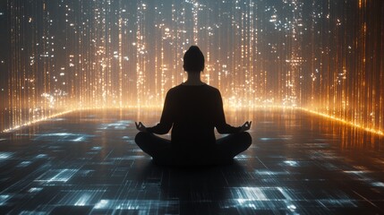 Obraz premium A digital interface where guided religious meditation is enhanced with visuals and soothing sounds,
