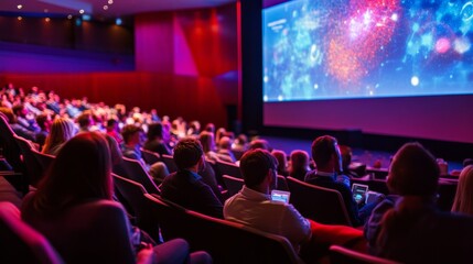 A global biotech conference where the latest trendy topics in the field are presented, with interactive screens and live demos