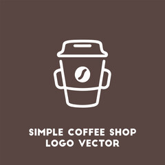 Simple Coffee Shop Logo Vector Design with a Coffee Cup and Bean
