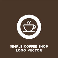 Simple White Coffee Cup Logo Design with Steam