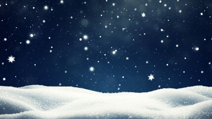 Dark Navy Blue Gradient Textured Background with Silver Dots Resembling Stars, Creating a Starry Night Effect with a Snowy Bottom Border. Perfect for Space-Themed Wallpapers and Festive Celebrations