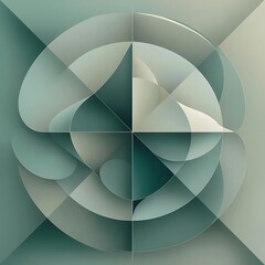 Obraz premium Serene gradient template. Circles and triangles mingle in minimalist perfection. Gentle fusion of forms and hues creates balanced yet captivating backdrop, embodying modern sophistication