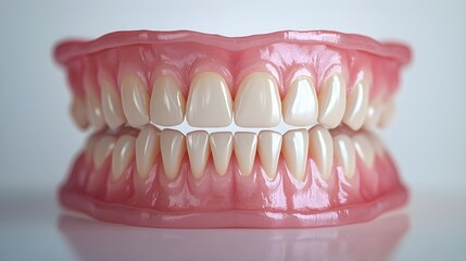 Obraz premium Detailed visual timeline of braces treatment, showing teeth shifting monthly, from crowded and uneven to straight and aligned by the end