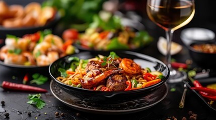 Food and Beverage, vibrant colors, delicious dishes, close-up, detailed