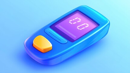 World diabetes day concept with glucometer on blue background for health awareness campaign