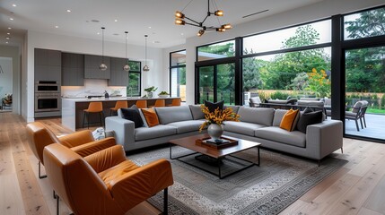 Fototapeta premium Home Renovation, vibrant colors, modern design, dynamic scenes, inviting