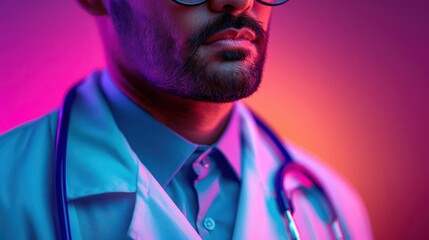 Obraz premium Medical Consultation, vibrant colors, medical setting, professional attire, detailed