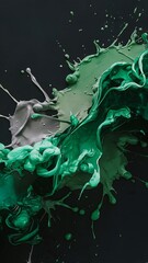 Obraz premium Abstract dark texture with green and grey splashes of ink