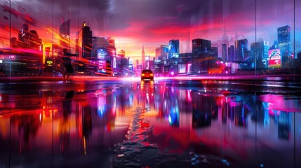 Urban Exploration, vibrant colors, cityscapes, dynamic scenes, modern