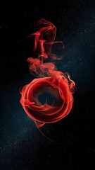 Red spiritual smoke in space with stars on black background