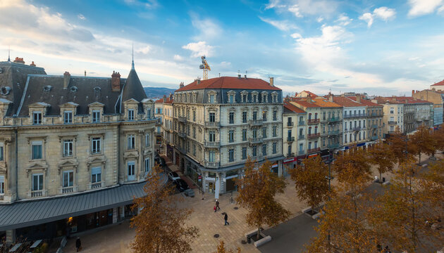 View on roof of houses in Valence in France outdoors.
