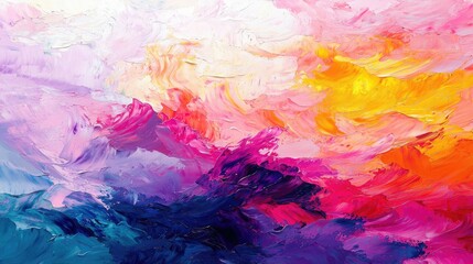 Fototapeta premium Vibrant abstract painting featuring bold colors and dynamic brushstrokes, creating a captivating visual experience.