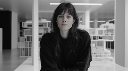 Architectural vision: portrait of a creative architect in a modern office