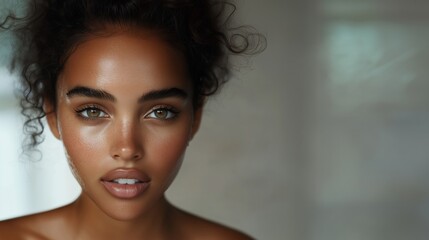 Naklejka premium Beauty portrait of serene woman for digital media and beauty brands