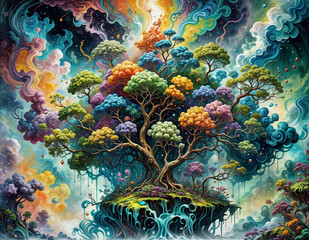 Surreal Visual Representation of the Tree of Life in Full Color