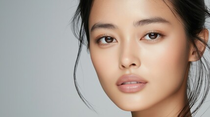 Naklejka premium Elegant beauty portrait of a woman for skincare and cosmetic design