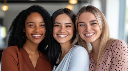 Fototapeta premium Empowered women celebrating unity and diversity in a professional setting