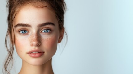 Naklejka premium Fresh spring beauty concept with natural, radiant young woman