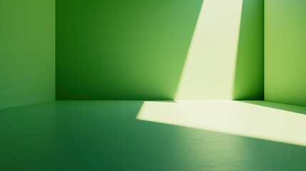 Empty green screen studio, perfect for chroma keying and visual effects
