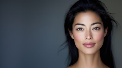 Fototapeta premium Portrait of a beautiful woman in soft lighting for beauty and fashion industry