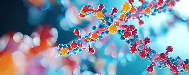 Vibrant molecular structure showcasing intricate details, ideal for science and biology themes in images.