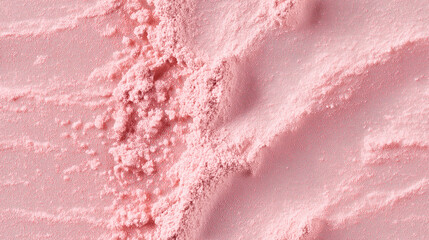Fototapeta premium a close-up, top-down view of dried guava powder, showcasing a soft pink color with a smooth, powdery texture
