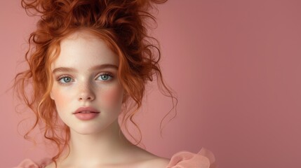 Spring beauty portrait of a young woman in elegant dress for fashion and editorial use