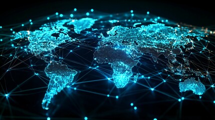 Fototapeta premium A Futuristic Digital Representation of Earth with Interconnected Nodes